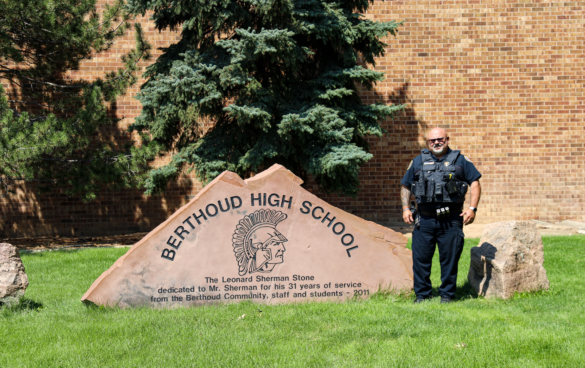 Image School Resource Officer for Berthoud High School, Ivy Stockwell Elementary, Big Thompson Elementary, Carrie Martin Elementary, Cottonwood Plains Elementary, and Coyote Ridge Elementary
