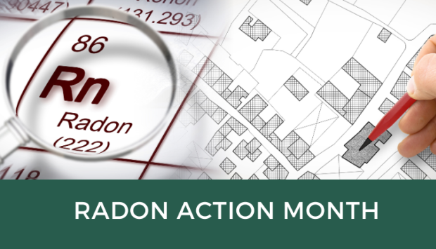 radon action month with radon symbol Rn