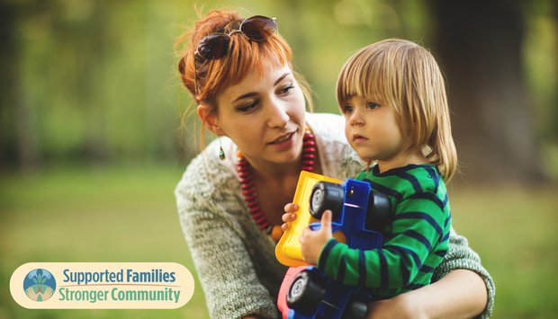 Photo of parent and child to represent Support Families, Stronger Community program 
