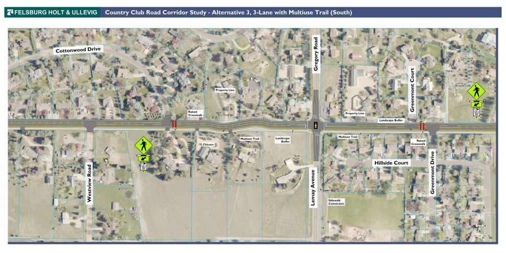 40 Scale Map Showing Country Club Road Alternative 3