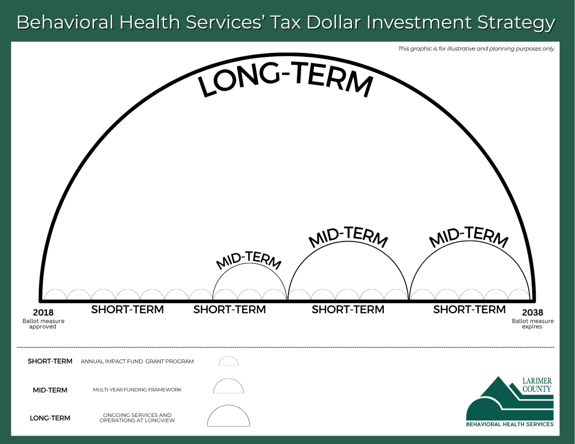 Graphic of half circles to illustrate Behavioral Health Services' investment strategy