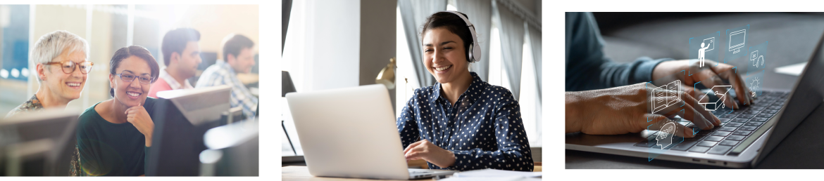 People learning on laptops