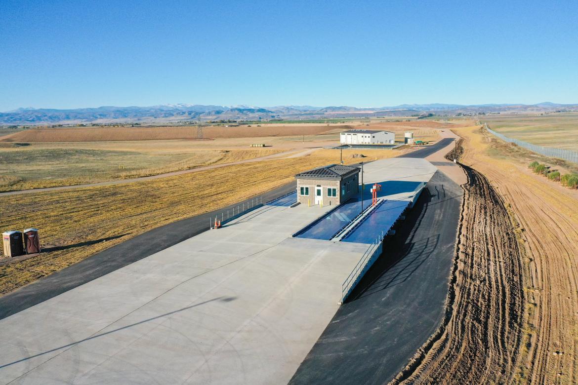 North Landfill gatehouse construction. Full paving of the road leading into the landfill, as well as full construction of the gatehouse building, has been completed as of October 2025