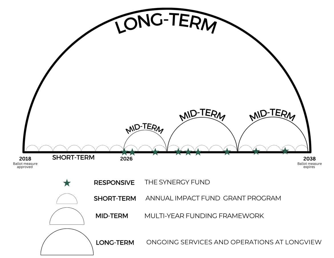 Graphic illustrating BHS' responsive, short-, medium- and long-term investments