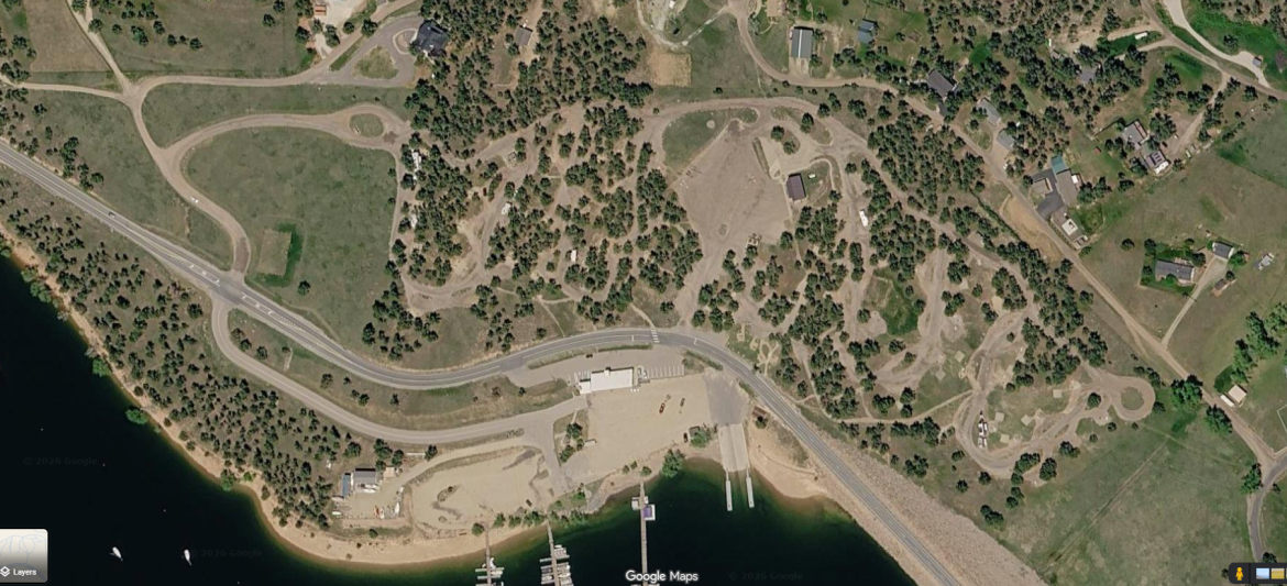 Aerial view of Eagle Campgrounds at Carter Lake