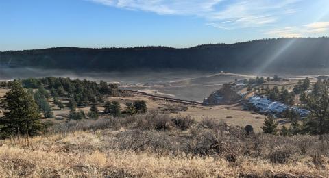 A winter scene at Chimney Hollow open space.