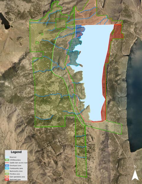A map of the reservoir and Chimney Hollow Open Space