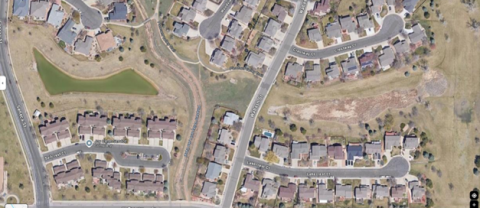 A neighborhood map highlighting two drainage structure areas.