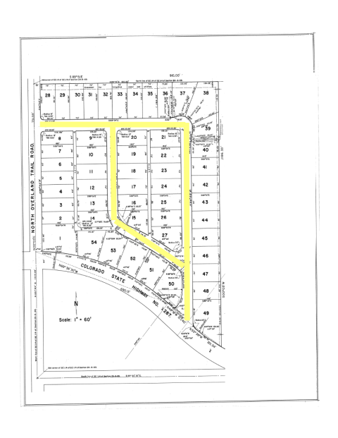 Map of Larimer County maintained streets in Shideler subdivision.