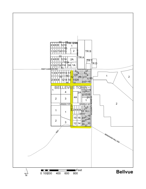 Map of Larimer County maintained streets in Bellvue