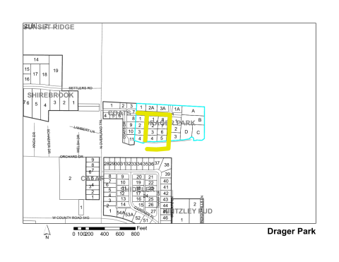 Map of Larimer County maintained streets in Drager Park subdivision.