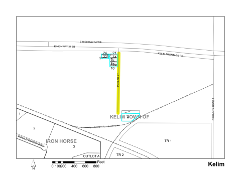 Map of Larimer County maintained streets in Kelim subdivision.