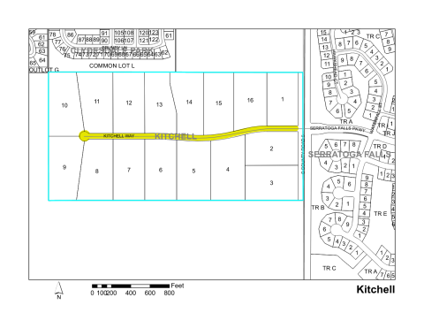 Map of Larimer County maintained streets in Kitchell subdivision.