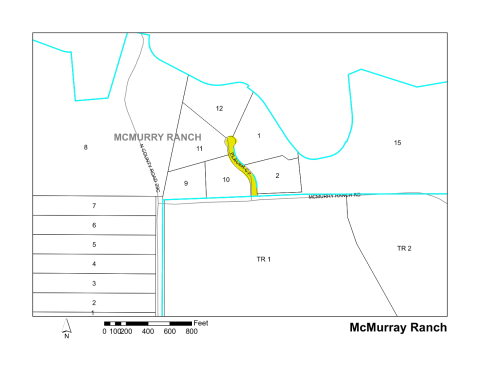Map of Larimer County maintained streets in McMurray Ranch subdivision.