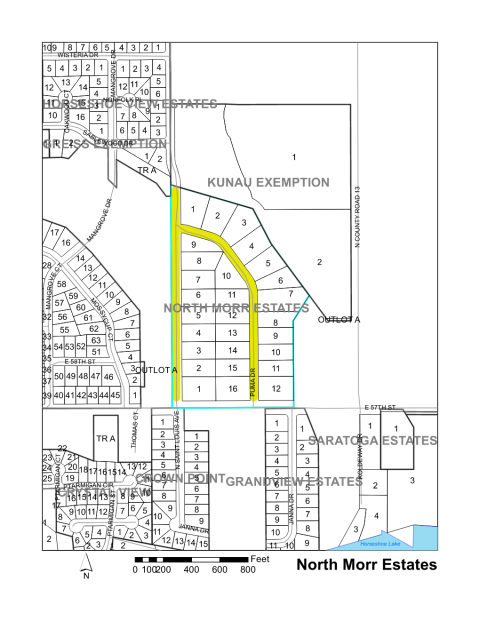Map of Larimer County maintained streets in North Morr Estates subdivision.