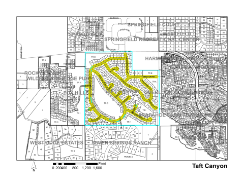 Map of Larimer County maintained streets in Taft Canyon subdivision.