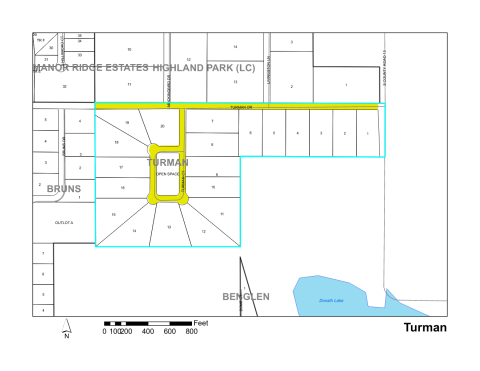 Map of Larimer County maintained streets in Turman subdivision.