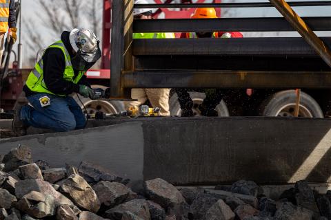 Poudre River Trail bridge install on January 20, 2026
