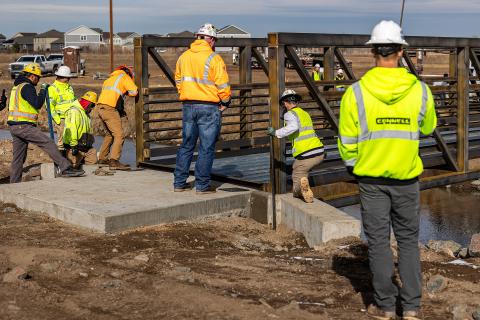 Poudre River Trail bridge install on January 20, 2026