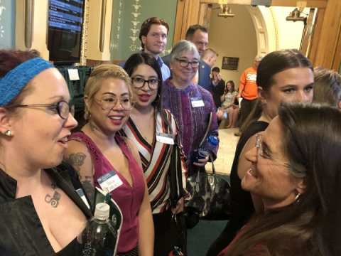 A group of FLTI members talk to elected officials at the Colorado State Capitol