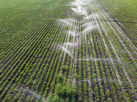 Sprinklers en landbouwgrond