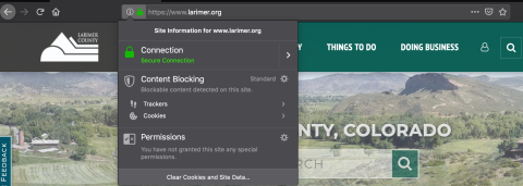Screenshot of Encryption Lock on Larimer.org