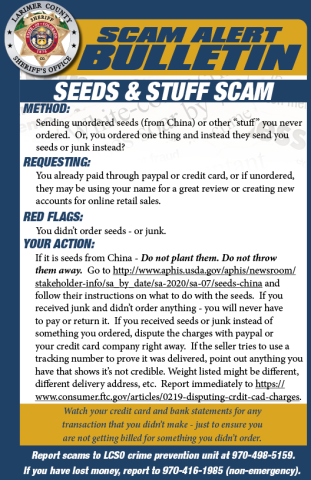 Alerta de golpe de sementes