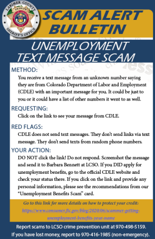 Arbeitslosigkeits-Text-Betrugswarnung