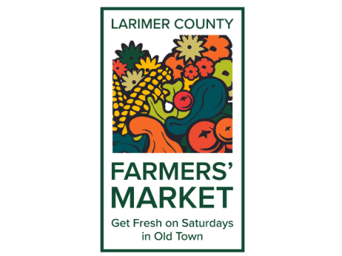 Het logo van de boerenmarkt in Larimer County