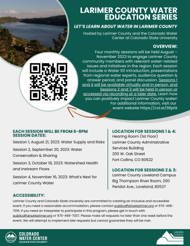 Larimer County Water Education Series English Flyer