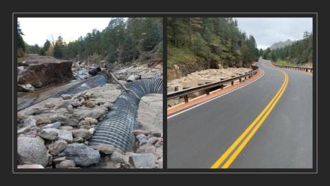 County Road 47 antes e depois da foto.