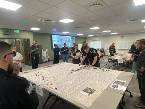 Mass Casualty Incident Sandtable photo of exercise.