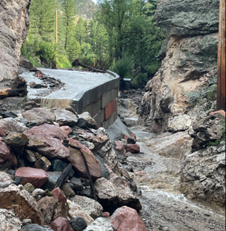 Monsoon Flooding 2023 impacted road. 