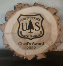 Фотография награды начальника лесного хозяйства США.