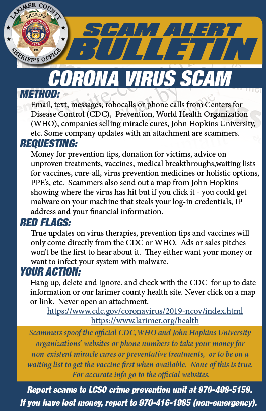 COVID-19 scam alert COVID-19 scam alert