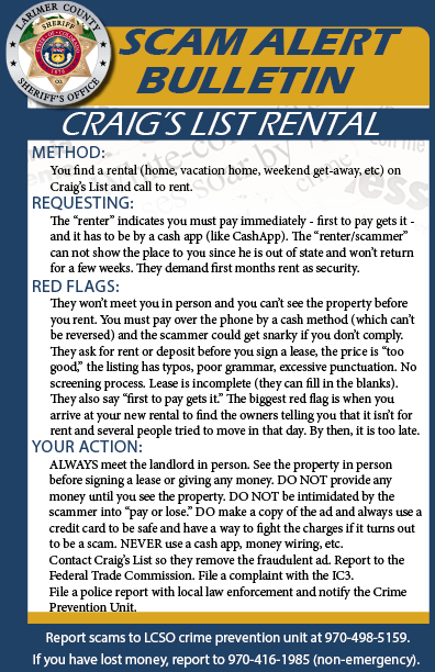 Alerta de estafa de alquiler de Craig's List