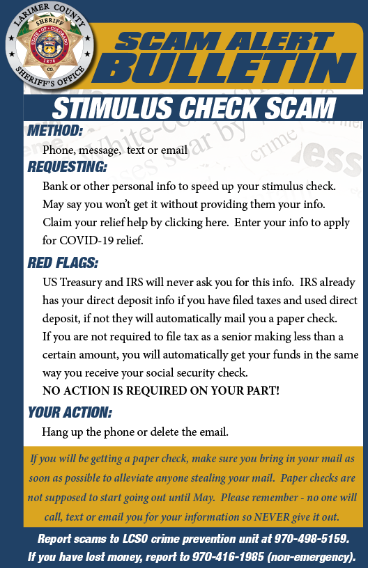 Stimulus check scam alert