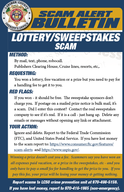 Sweepstakes scam alert