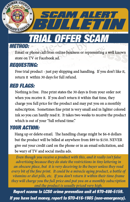 Trial scam alert Trial scam alert