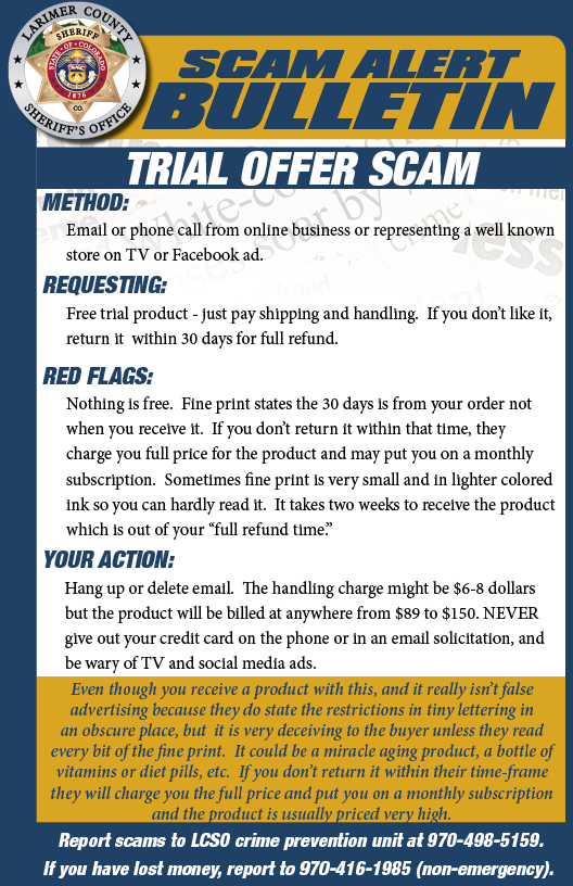 Trial scam alert