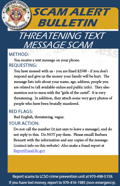 Threatening Text Message Scam Alert