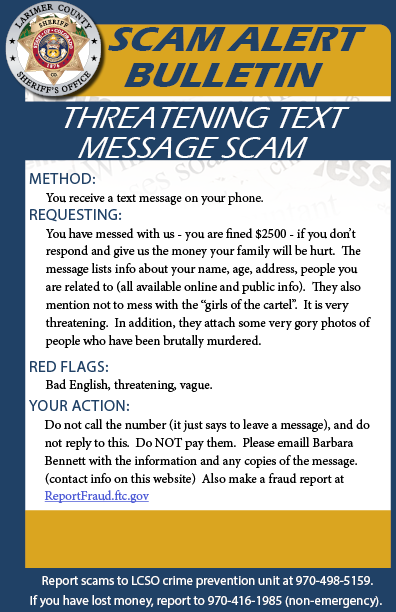 Threatening Text Message Scam Alert Threatening Text Message Scam Alert