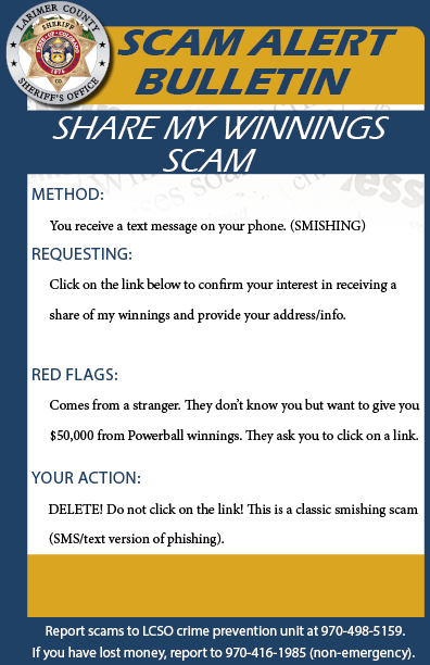 Share My Winnings Scam Alert