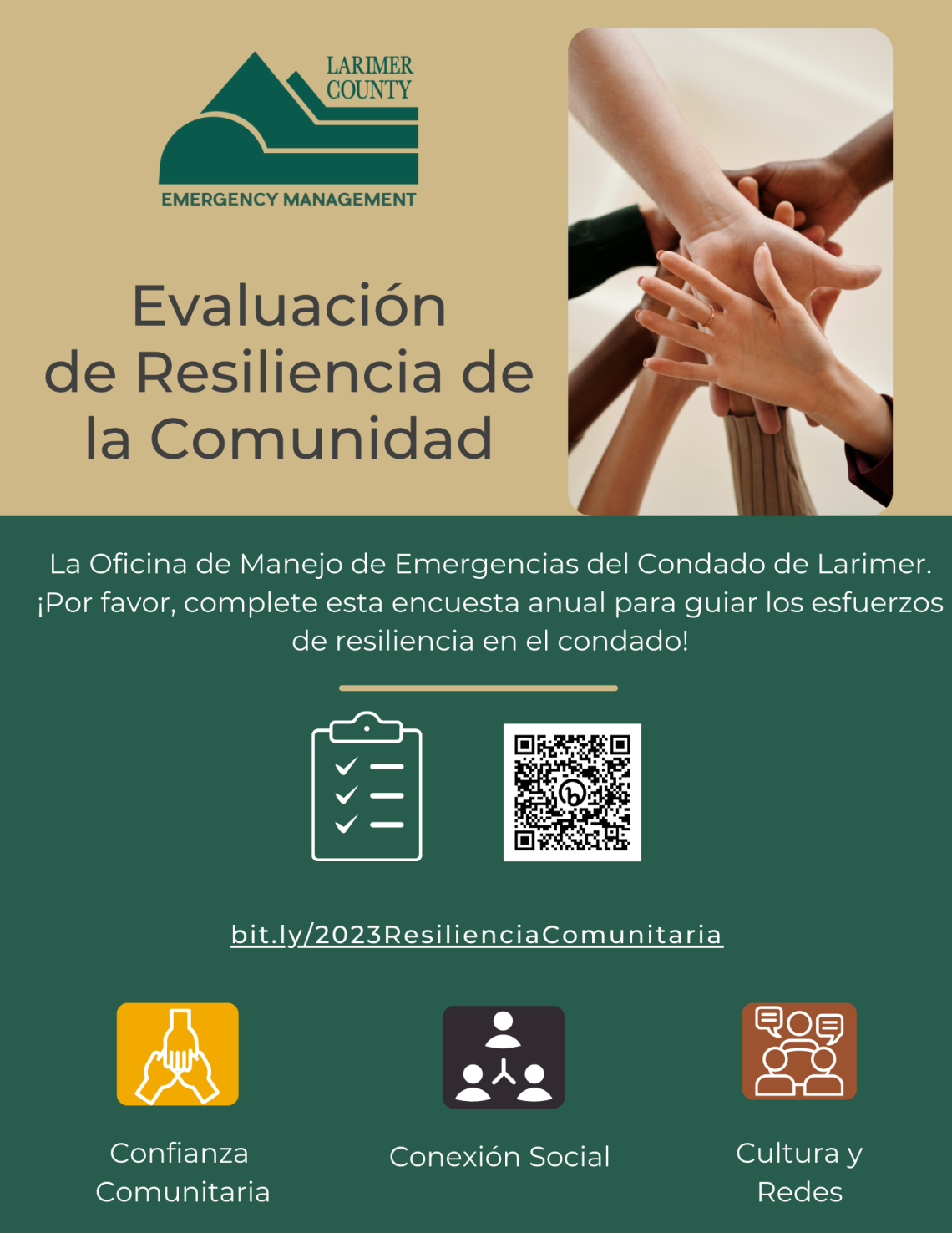Spanish community resilience assessment flyer.